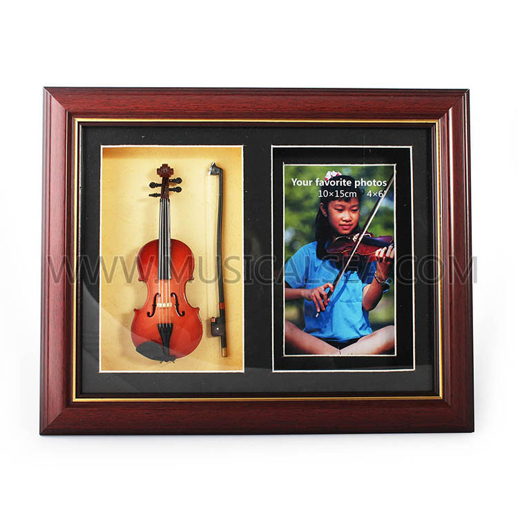 Custom picture frame with mini violin photo f